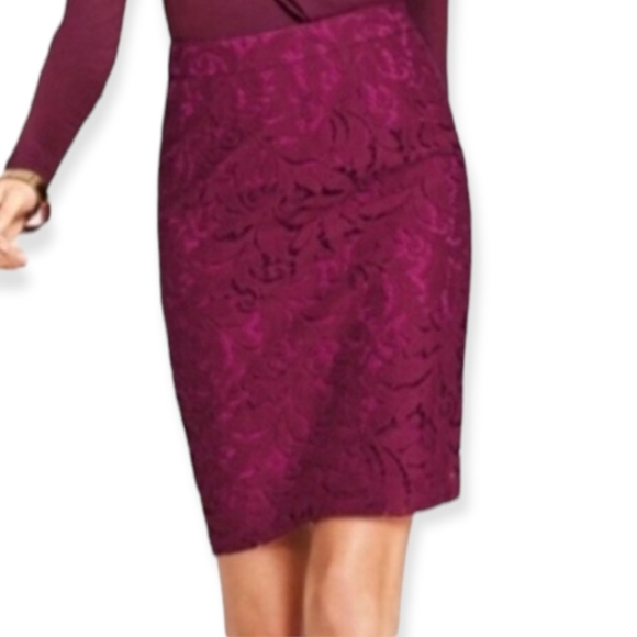 CABI Burghandy Lace Frolic Skirt size 6 - Picture 5 of 10